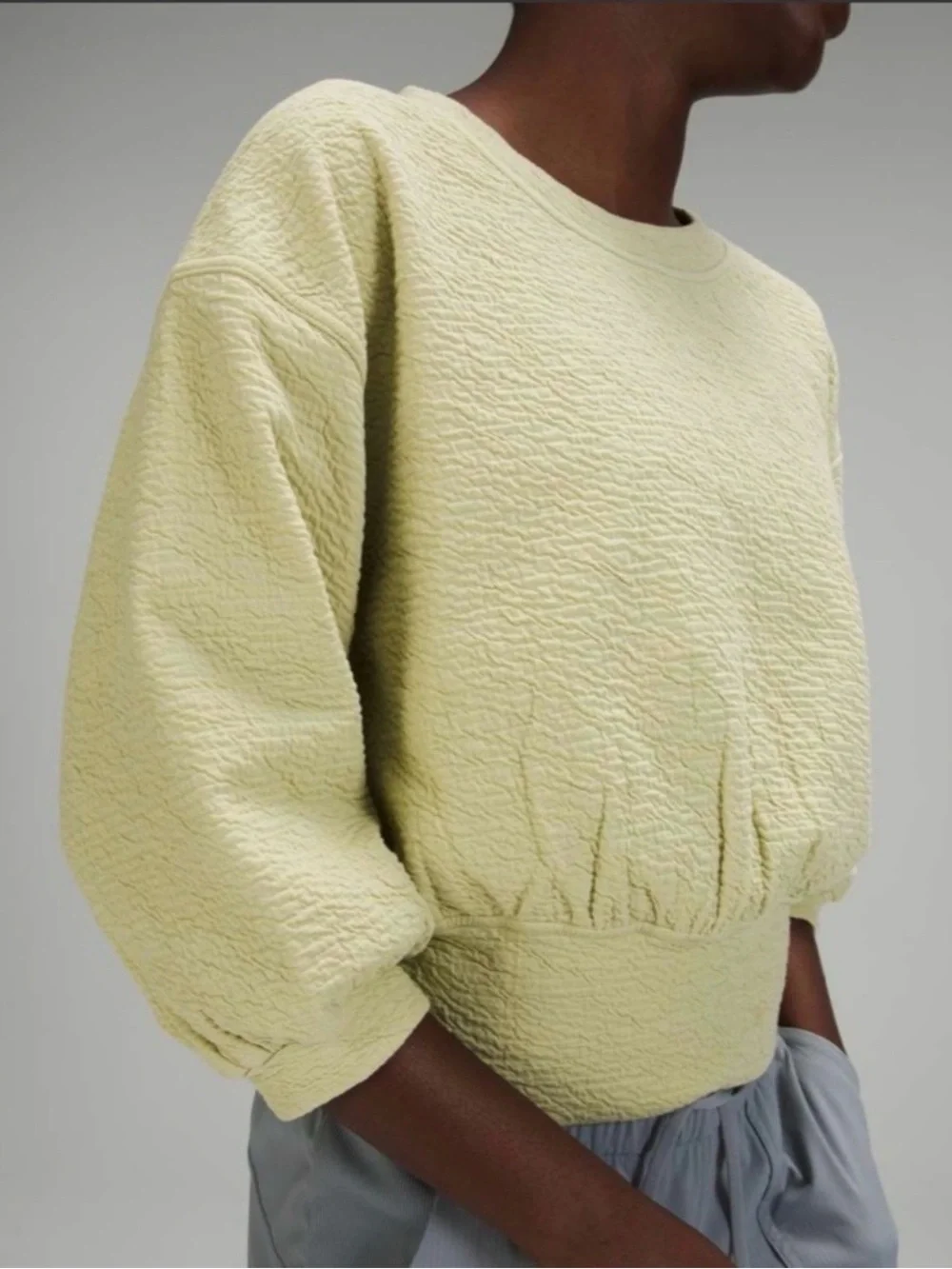 Lululemon Textured Crewneck Pullover Balloon Sleeve Top